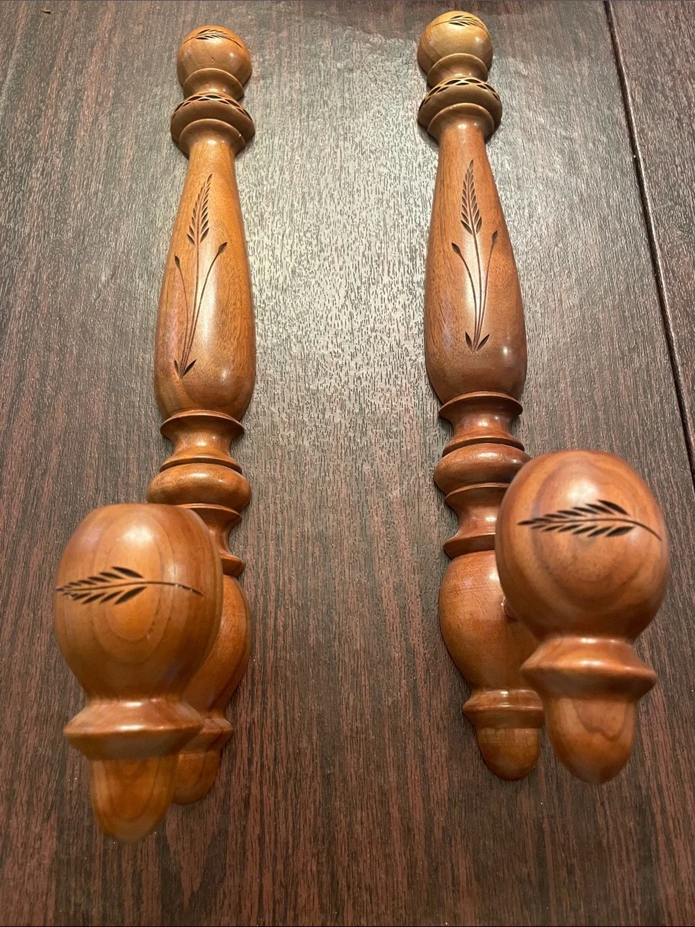 Hand-Carved Wooden Wall Candle Holders